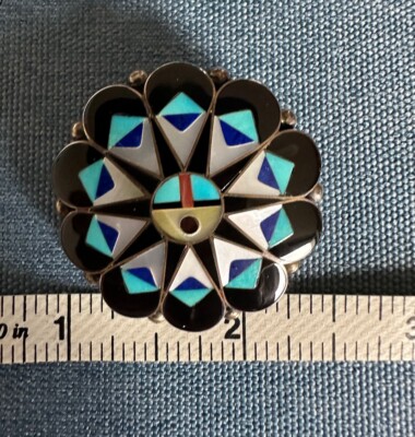 NEW! DELWIN GASPER Zuni SW MULTI-STONE INLAY FATHER SUN FACE 