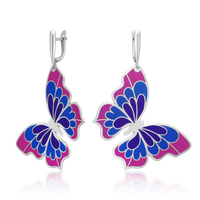 Ohrringe Silber Emaille Silberohrring Damenohrringe Schmetterling Echtschmuck