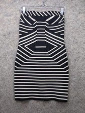Olivaceous Dress Womens Medium Black White Striped Strapless Bodycon Mini