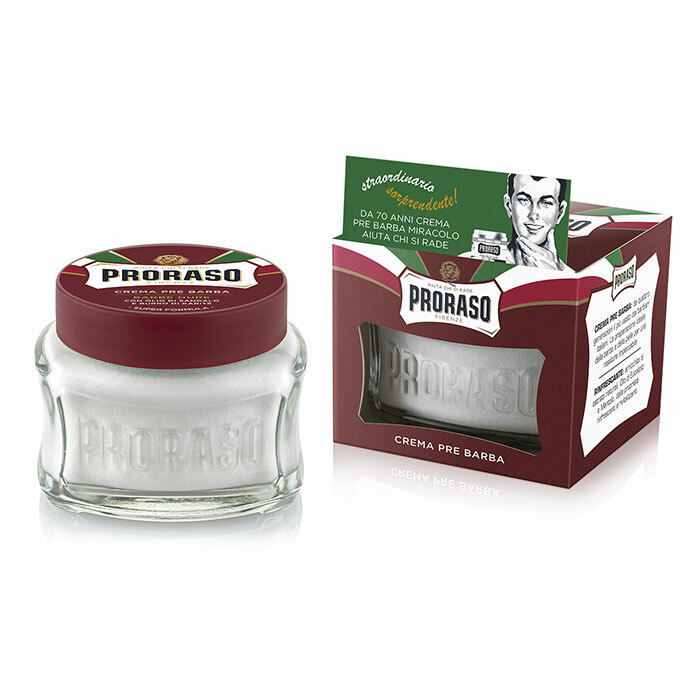 PRORASO Pre Shave Cream | Sandalwood and Shea for Coarse Beards | 100ml RED jar