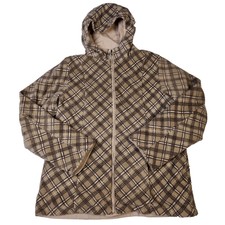 Izod Womens Beige Reversible Fleece Jacket, Large