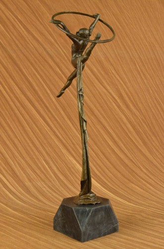 23 " Grand Dancer Gymnaste Bronze Massif Figurine Statue Déco 5.2 KG Sculpture - Photo 4 sur 12