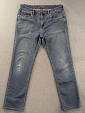 Tommy Bahama Jeans Mens Size 38x32 Blue Classic Straight Faded Whiskers Comfort