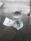 Fenton Glass Bear Figurine August Birthstone Green Peridot Heart