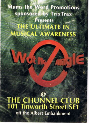 WOT NO JUNGLE Rave Flyer 6/6/97 A6 The Chunnel Club London Pied Piper Noodles - Photo 1/2