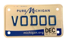 NEAT  VANITY MOTORCYCLE CYCLE LICENSE PLATE " VOODO " WITCHCRAFT HAITI HAITIAN