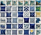 20x20" Throw PILLOW COVERS Retro Linen Navy Blue 2-Sided Decorative Cushion Case