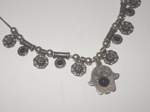 israel SILVER Necklace hamsa mark S.RAMON hebrew Pendant 925 for girl / women