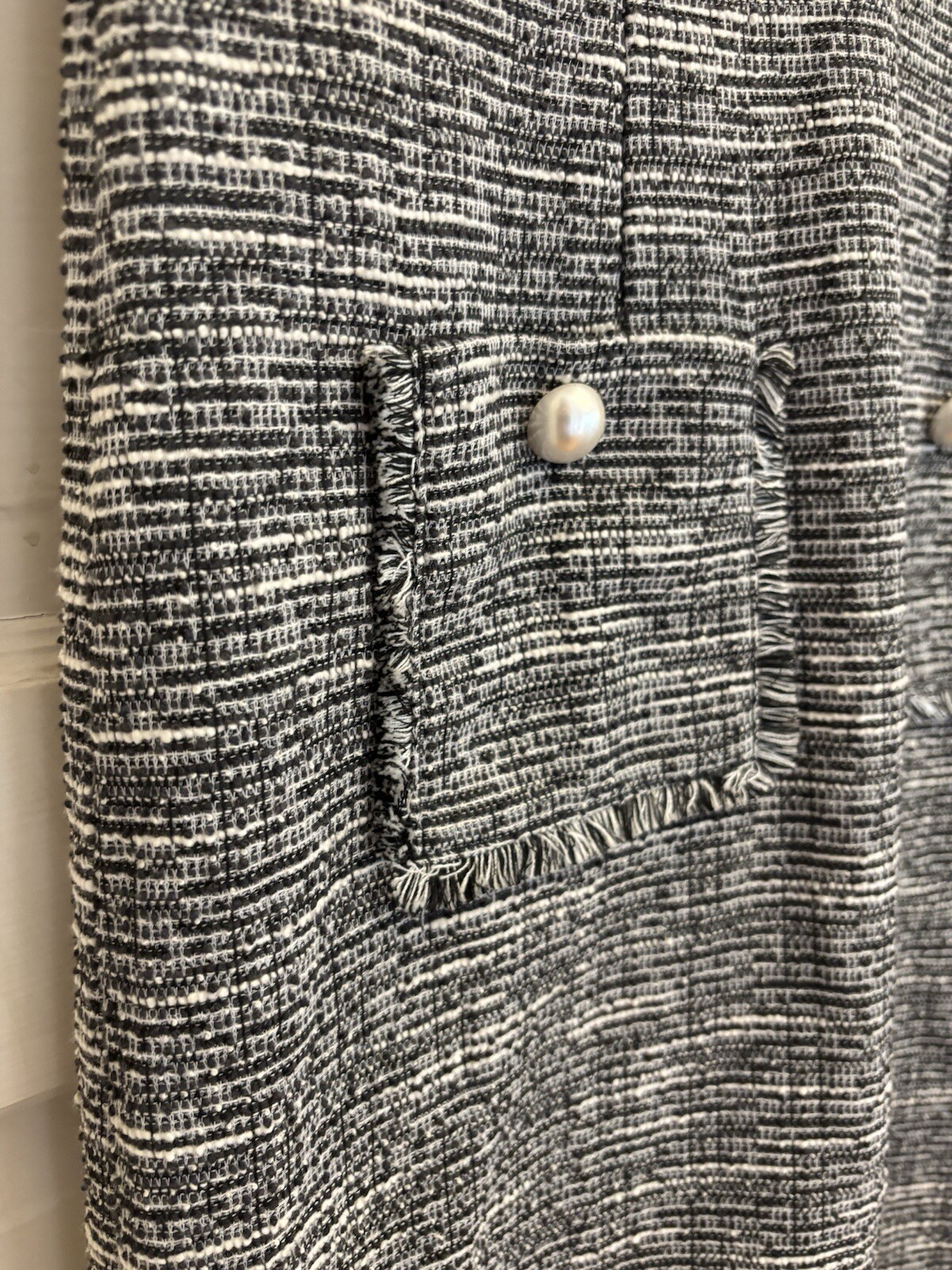 Karl Lagerfeld Paris Black Tweed Dress Pearl Pockets Size 4 NWT