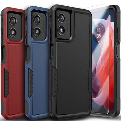 CASE7 For Motorola Moto G 5G 2024 Case Phone Cover Shockproof+Tempered Glass Protector