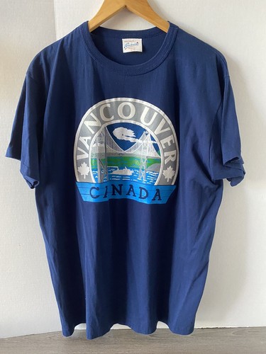 Vintage Vancouver British Columbia Puffy Paint Graphic T-Shirt Mens Large
