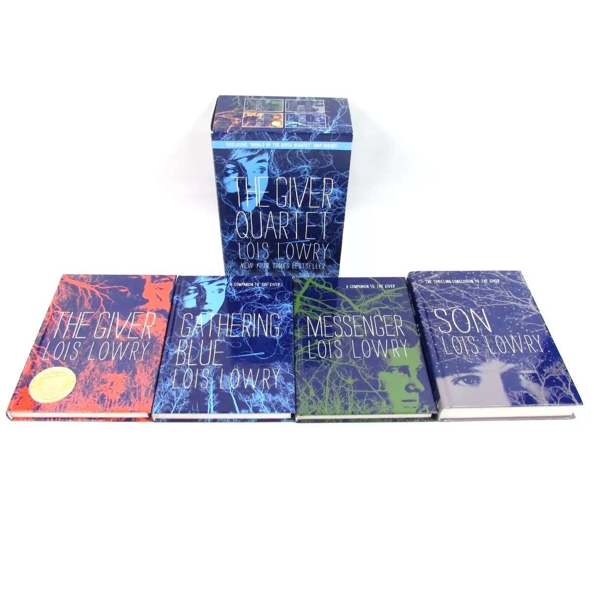 THE GIVER QUARTET Boxed Set 4 Hardcovers MAP Lois Lowry Blue