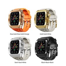 Silicone iWatch Band Strap  Metal Case For Apple Watch Series 9 8 7 6 SE Ultra
