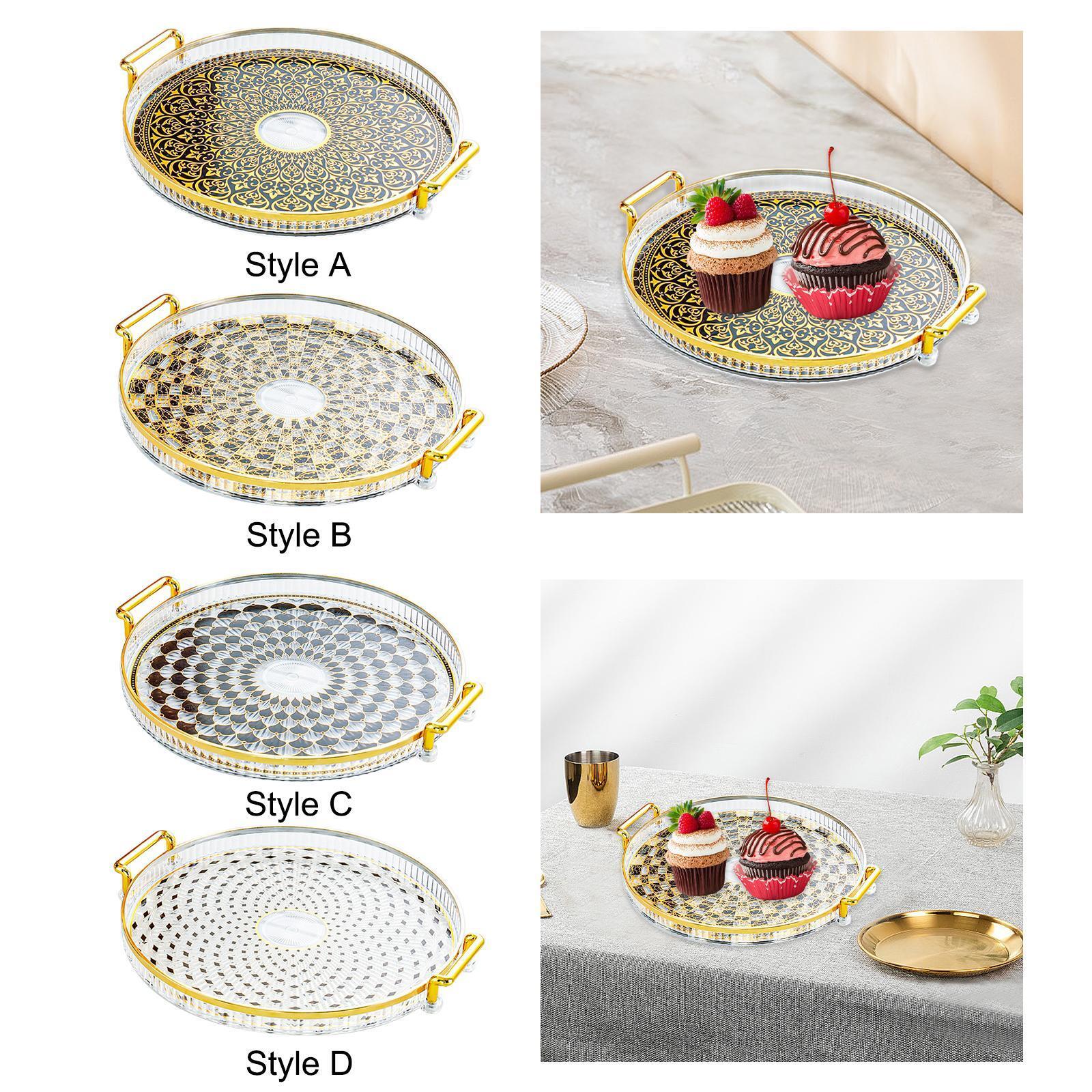 Round Organizer Tray Snacks Pastry Tray Jewelry Perfume Organizer Multipurpose