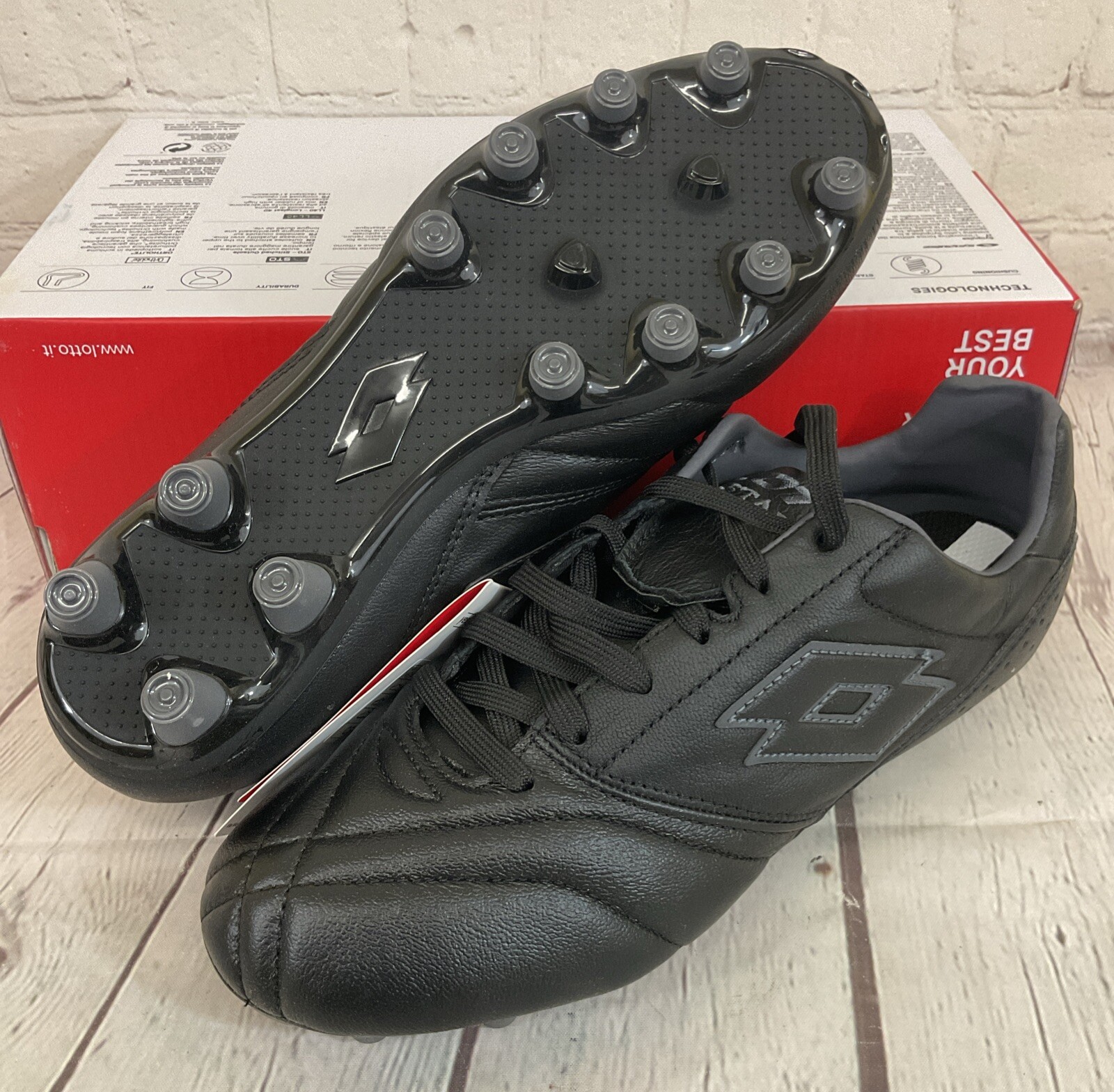 Lotto 218126 2AF Stadio 200 III FG Tacchetti Calcio Uomo Asfalto Nero US 8