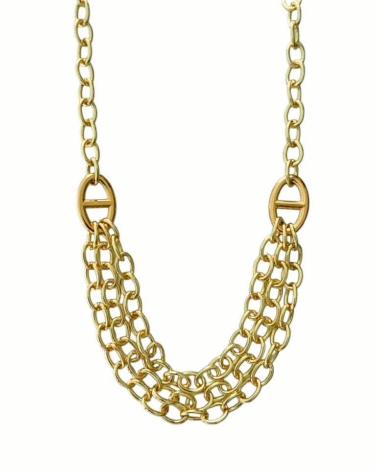 Collier femme plaqué or maille marine Grosse chaine coco Cadeau Luxe Femme  - Photo 2/4
