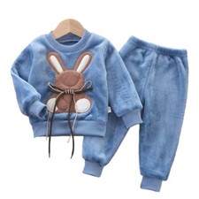 BLUE Fleece Children's Hooded Top  Pants 2 pcs SET SIZE 2T