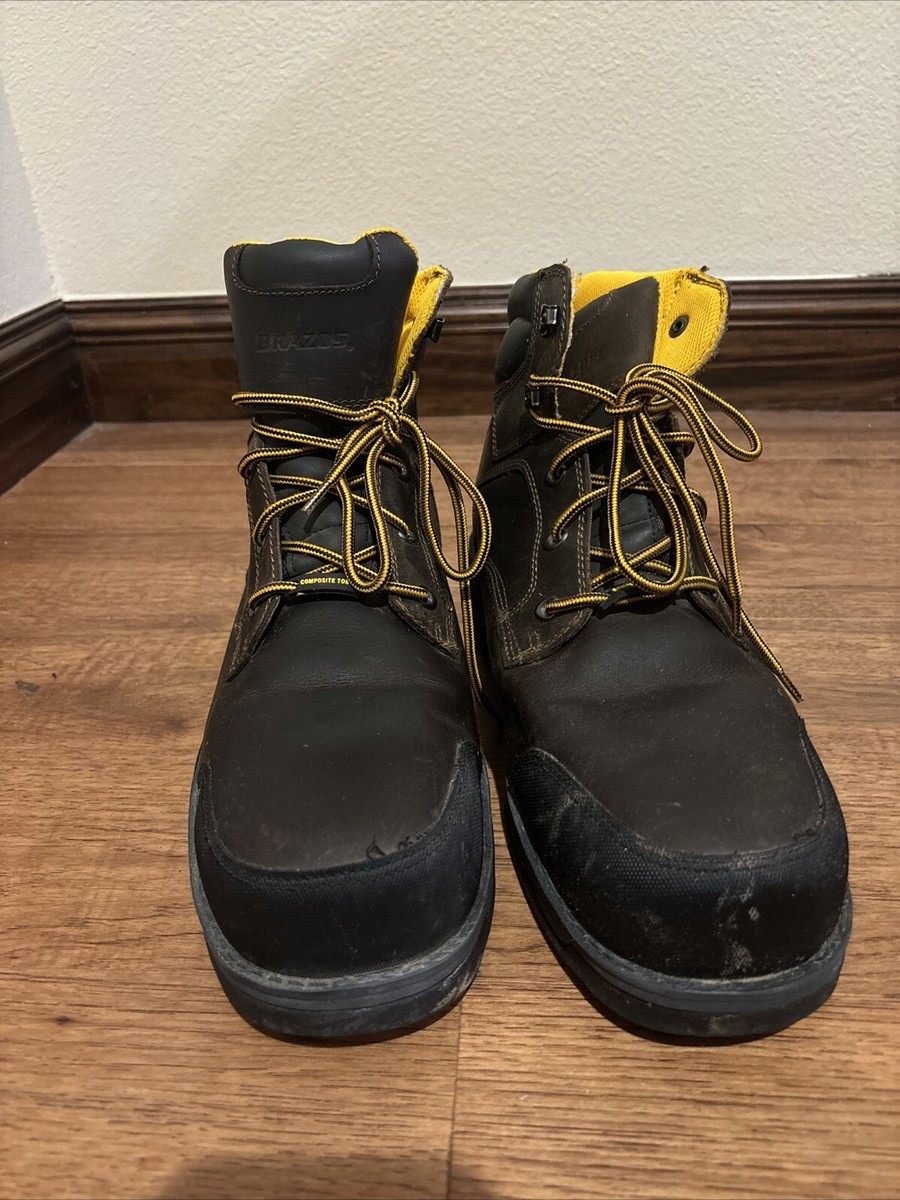 Brazos Waterproof Steel Toe Dark Brown Lace Up Boot Mens Size 13D