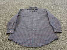 Eddie Bauer Mens Shirt Size XL Blue Red Plaid Long Sleeve Button Front Cotton