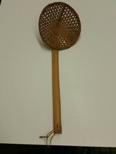 BASKET LADLE HANDLE 19.5" Brown HAND MADE WEAVING BASKETRY HOME ART CRAFT