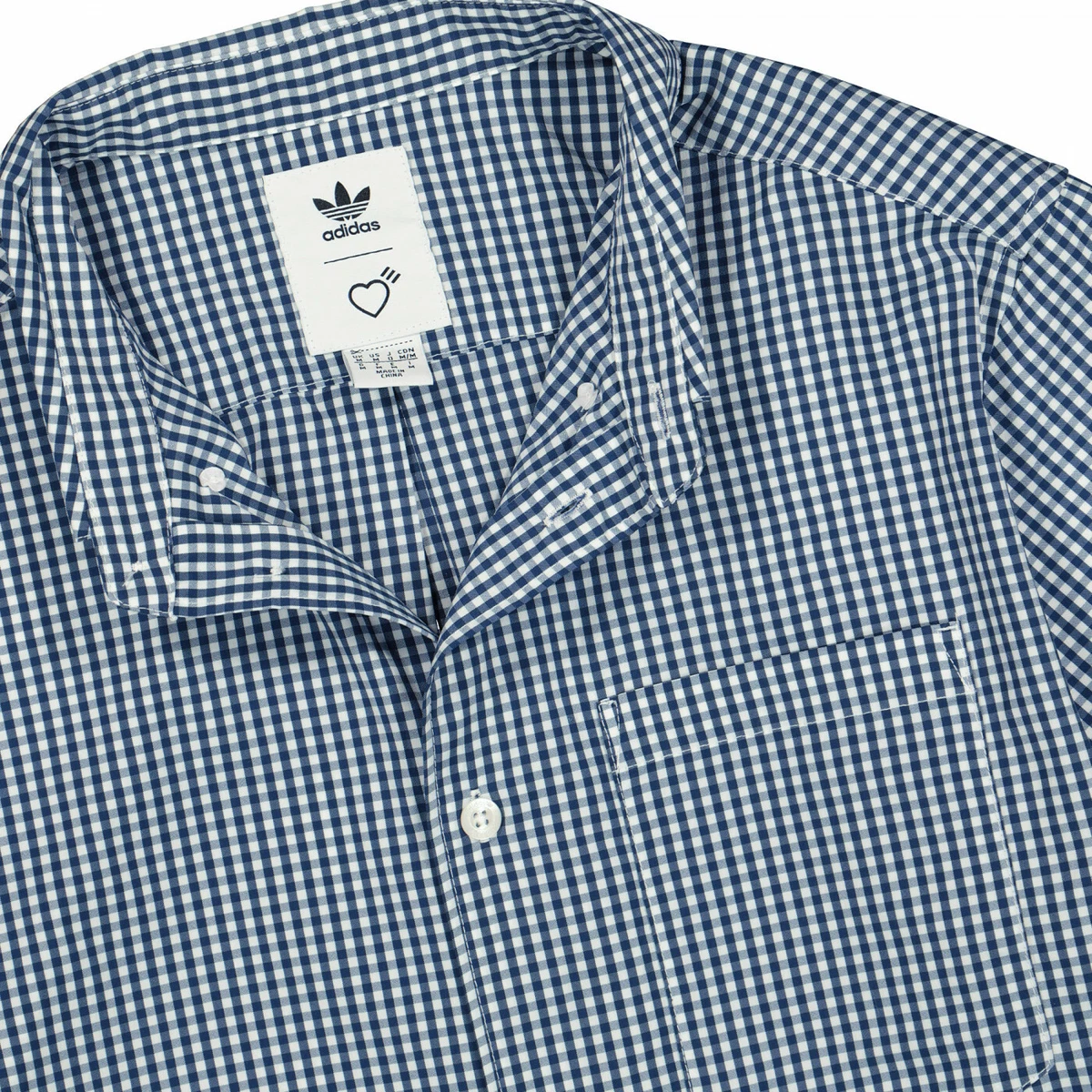 adidas Human Made Japan Blue Checks Long Shirt Pocket Athleisure