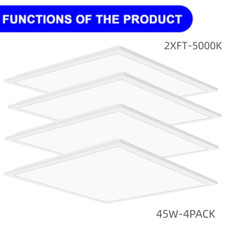 2x2 Led Flat Panel Light 45W 5800 Lumens Drop Ceiling for Office Kitchen Garage