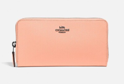 💝NWT $225 COACH ACCORDION ZIP WALLET IN FADED BLUSH CROSSGRAIN