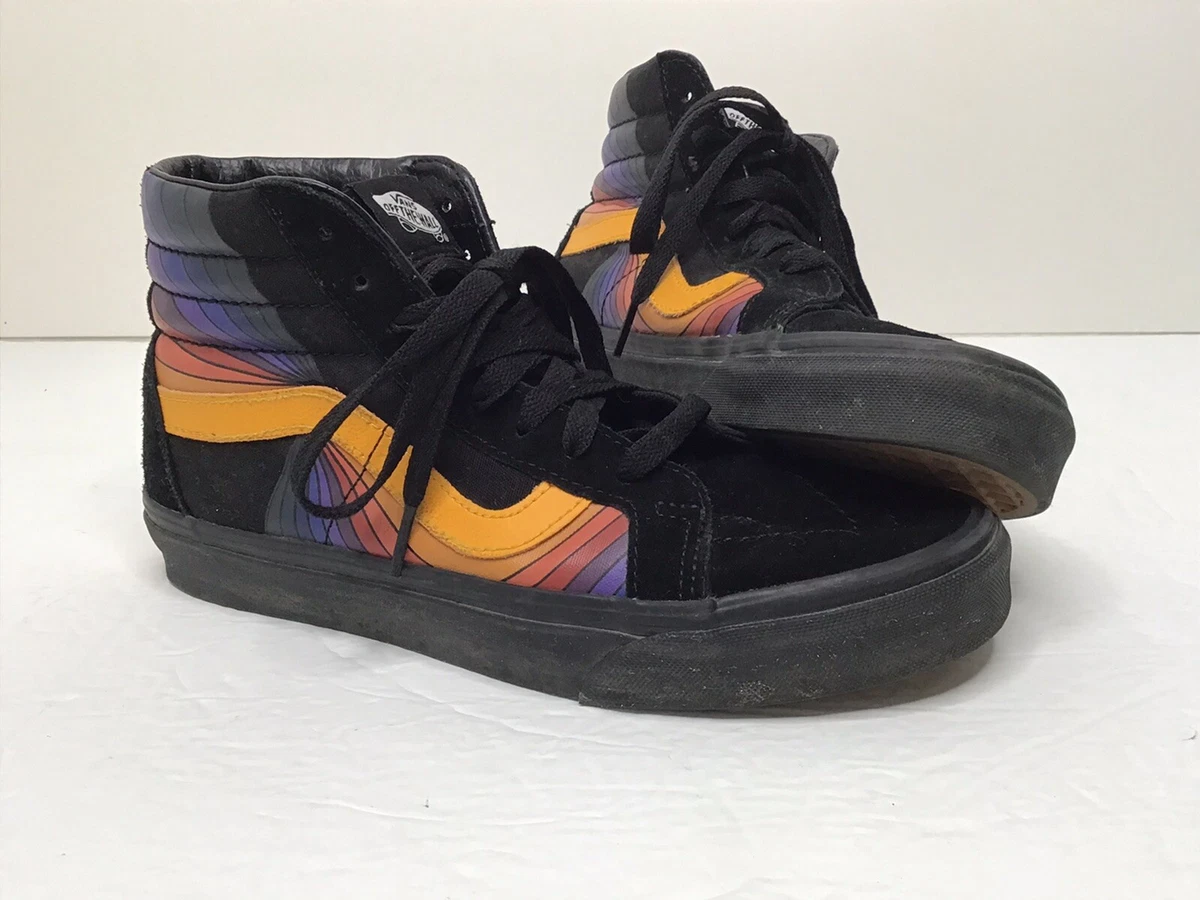 VANS SK8 Hi Off The Wall Refract Black Orange Rainbow Stripe