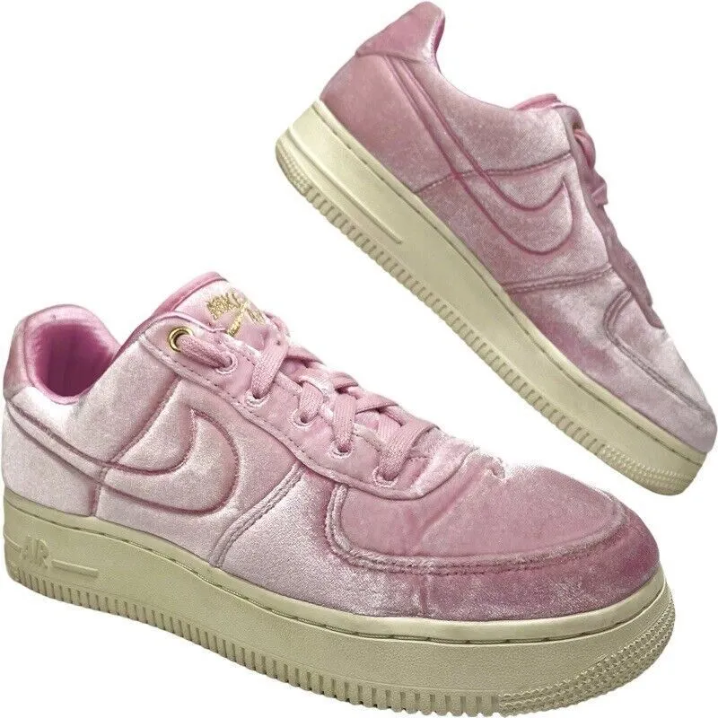 kompression stadig Syge person Nike Air Force 1 Low 07 Premium Pink Velour Sneakers Women&#039;s Size 4 -  AT4144 600 | eBay