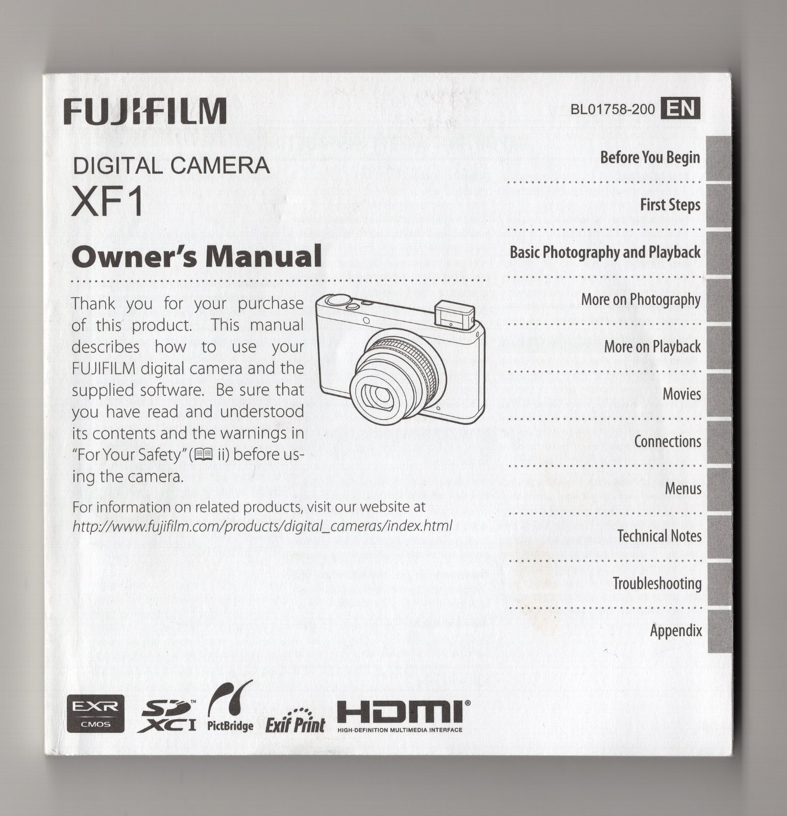 Fuji Fujifilm XF1 Official Camera User Manual English Version