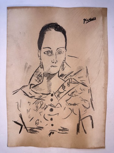 Pablo Picasso + COA Original Drawing Vintage Art Painting on Paper Signed