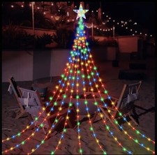 Outdoor Christmas Decor battery LED Star String Lights Waterfall Xmas Tree Light