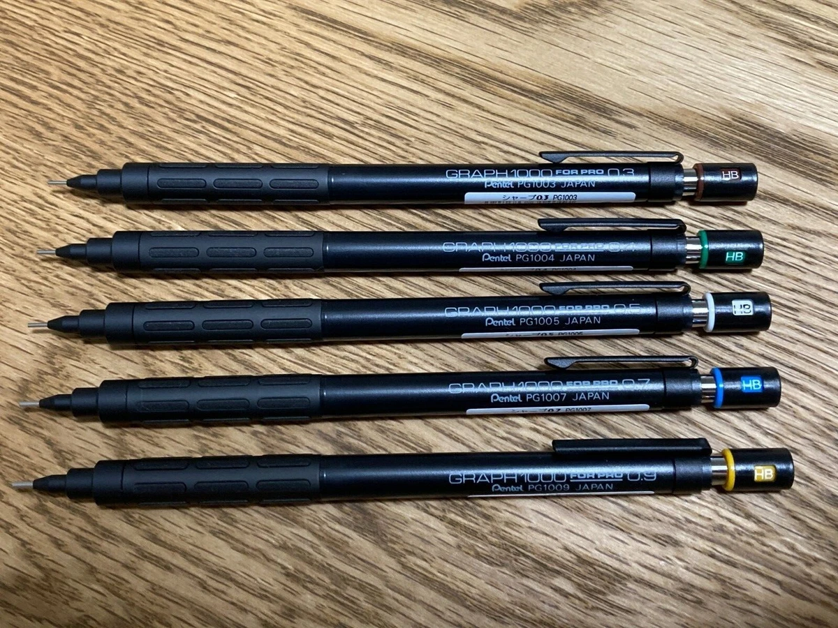 5 Sets Pentel Mechanical Pencil Graph 1000 Pro PG 0.3mm 0.4mm 0.5