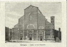Antique print BOLOGNA Church of San Petronio Pza Maggiore 1891 Old antique print