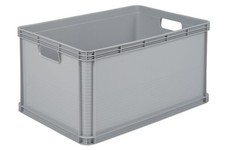 Plastic Stacking Heavy Duty GREY Euro Storage Containers Boxes Crates 3 x 64 Ltr