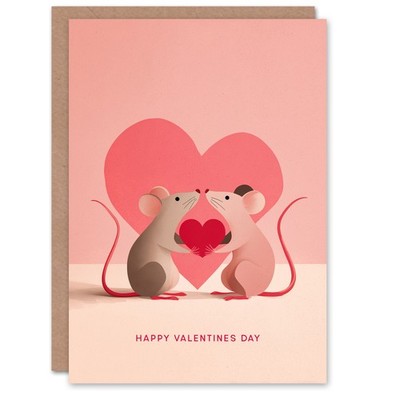 Zwei Mäuse halten ein Liebesherz modern romantisch Valentinstag Karte