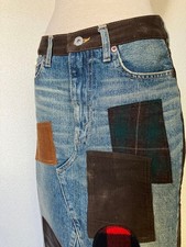 Junya Watanabe Comme des Garcons Man Denim  Corduroy Patchwork Tightskirt Brow