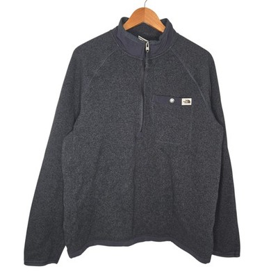 The North Face Mens Gray Navy Gordon Lyons Quarter Zip Pullover Large