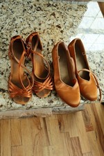 Two pairs of ballroom dance shoes Size 36 Copper color suede bottom