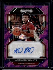 Anthony Polite Florida State Basketball Panini Prizm Autograph Rookie Card /99. rookie card picture