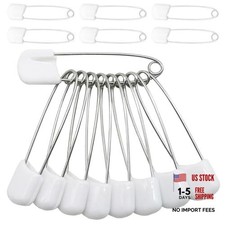 50Pcs 2.2" Plastic Head Nappy Safety Pins  White