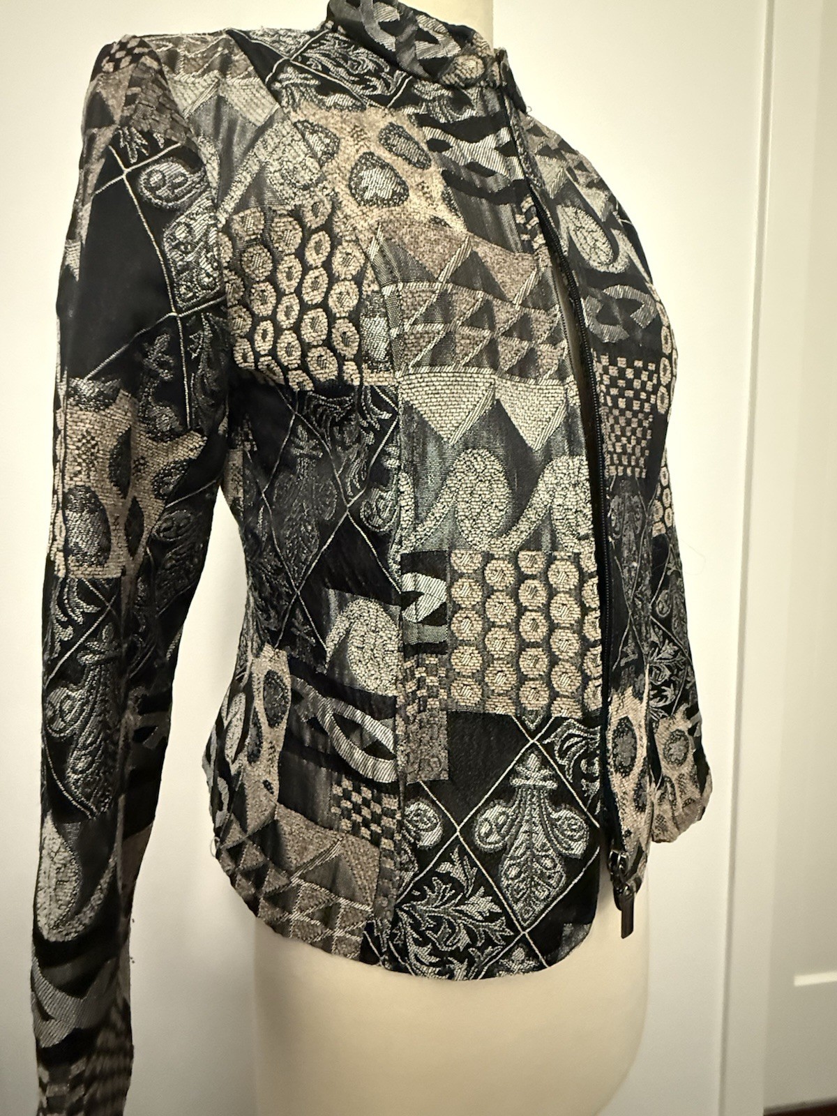 Dressbarn Small Silver Patchwork Tapestry Evening… - image 2