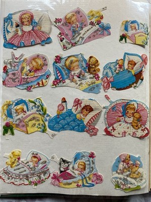 Vintage Glanzbilder / Oblatenbilder mit Glitzer   Konvolut