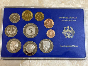 GERMANY 10-COIN PROOF SET 1987-J Hamburg MINT