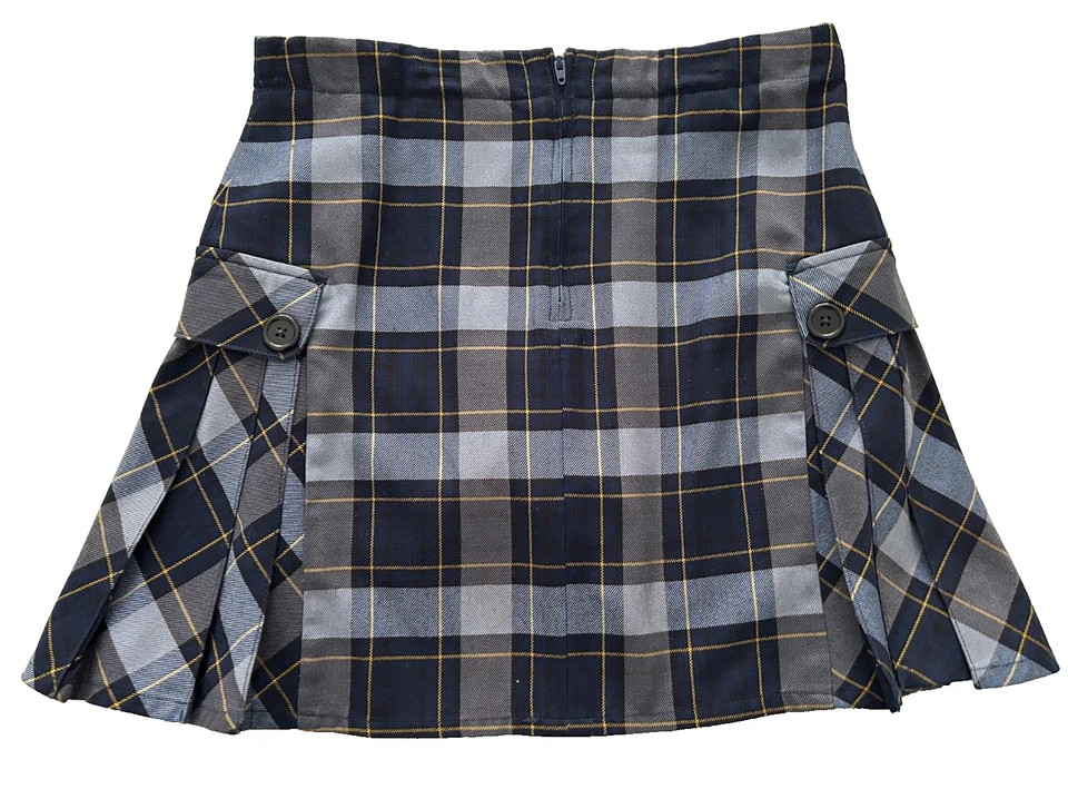 Lands End 校服女孩 14 侧褶格子裙膝上海军蓝格子 — 第 4/4 张图片