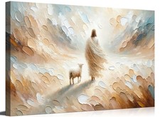Jesus leaves the 99 sheep Canvas Wall Art Christian Jesus God Savior Wall Dec...