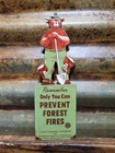 VINTAGE SMOKEY BEAR PORCELAIN SIGN OLD US FOREST SERVICE PREVENT FOREST FIRES