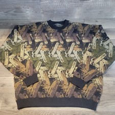 Vintage 90s Bachrach 3D Knit Sweater Mens X Large Brown Wool Blend Grandpa Cosby