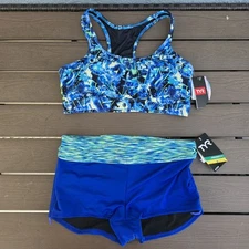 TYR Durafast Women Delphinum Harley Top W/ Sonoma Boy Shorts Sz (L) New