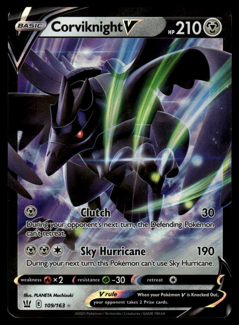 POKEMON CORVIKNIGHT V BATTLE STYLES 109/163 HOLO V RARE NM/M